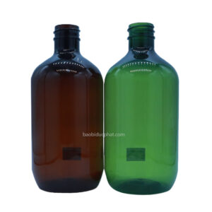 Chai nhựa PET 500ml màu nâu và màu xanh rêu