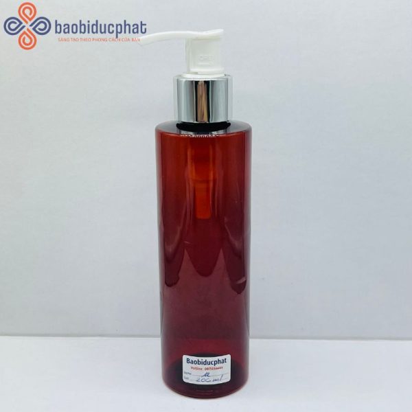 Chai dầu gội nhựa pet 200ml màu nâu