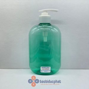 Chai lọ nhựa pet 350ml màu xanh dáng bầu tròn