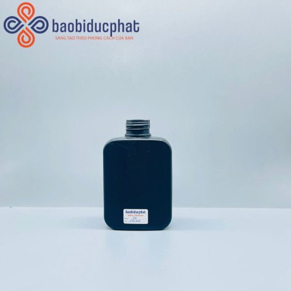 Chai nhựa HDPE vuông dẹp màu đen 150ml