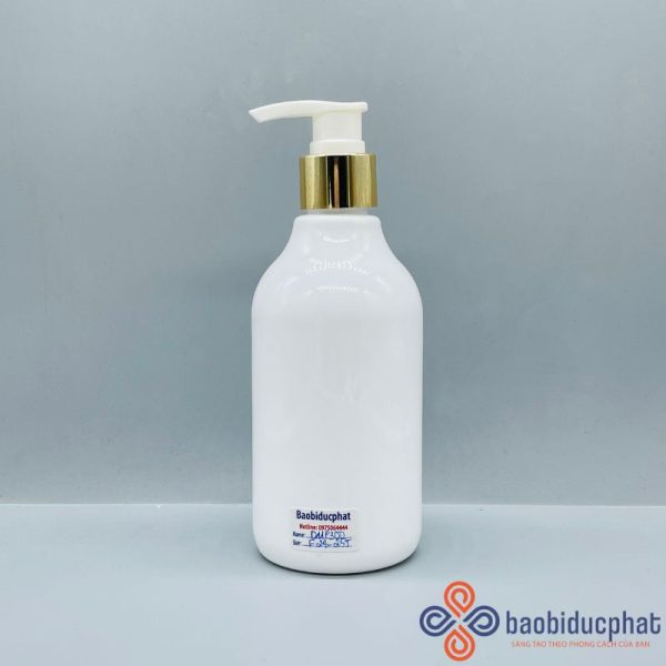 Chai nhựa pet dáng bầu 300ml màu trắng sứ