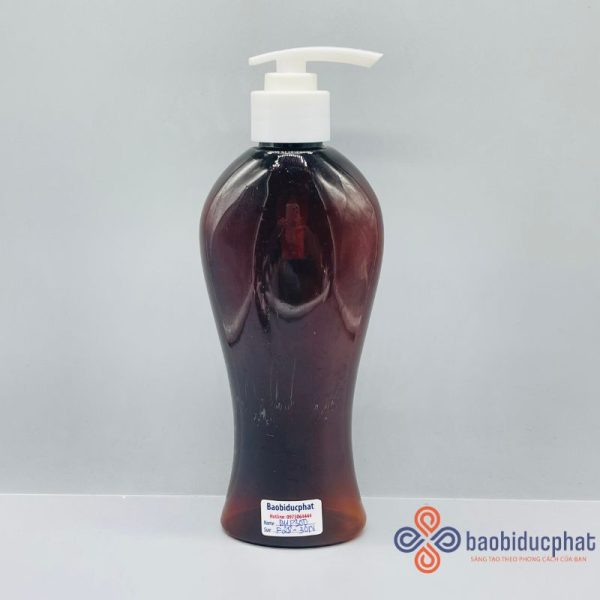 Chai nhựa pet dáng eo màu nâu 300ml