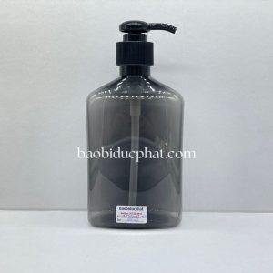 Chai nhựa PET vuông dẹp 350ml màu đen nhám