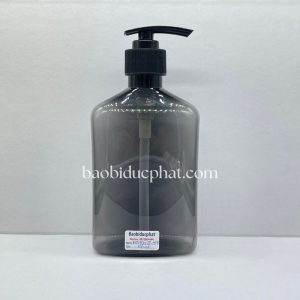 Chai nhựa PET vuông dẹp 350ml màu đen nhám