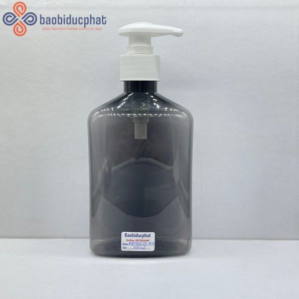 Chai nhựa PET vuông dẹp 350ml màu đen nhám