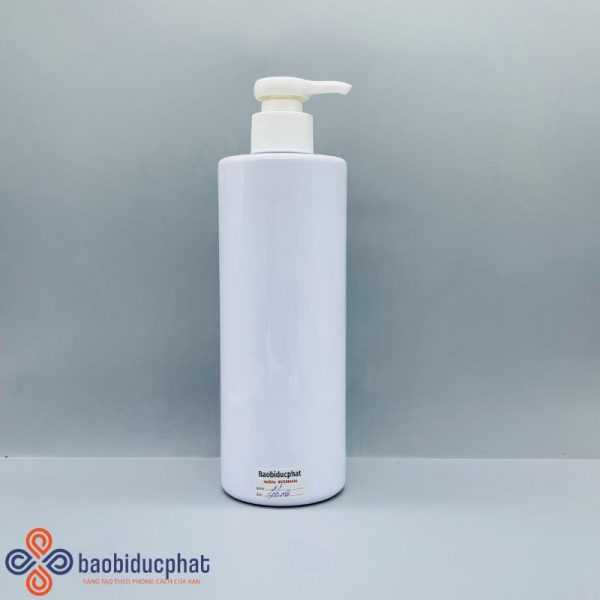 Chai pet dài màu trắng sứ 500ml