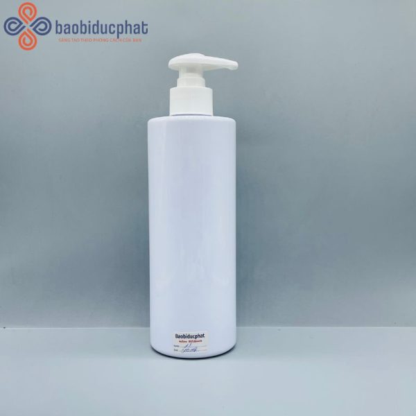 Chai pet dài màu trắng sứ 500ml