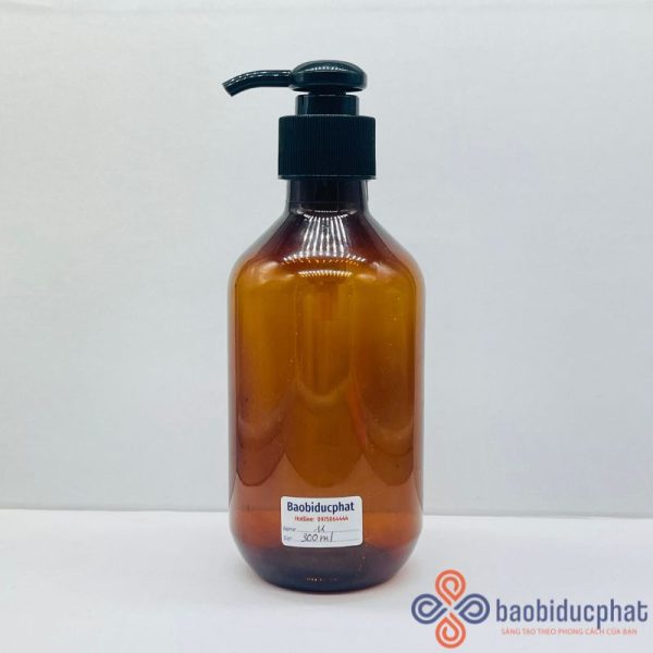 Chai pet đựng dầu gội 300ml màu nâu