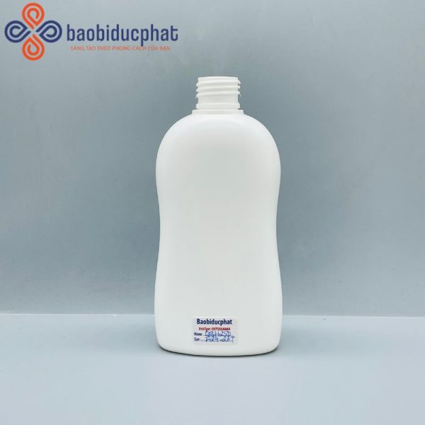 Chai sữa tắm nhựa hdpe thân eo màu trắng sứ 250ml