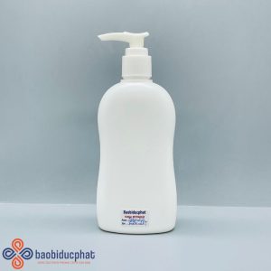 Chai sữa tắm nhựa hdpe thân eo màu trắng sứ 250ml