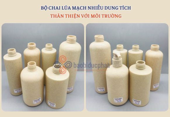 Bộ chai lúa mạch nhựa HDPE mỹ phẩm thân thiện với môi trường