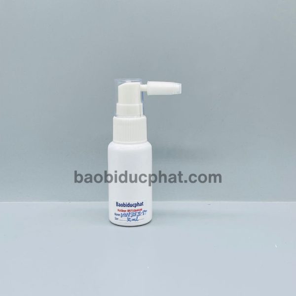 Chai xịt họng nhựa pet màu trắng sứ dáng ngắn 30ml