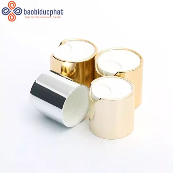 Nắp nhấn press nhựa PP màu vàng bạc sang trọng F20 F24 F28