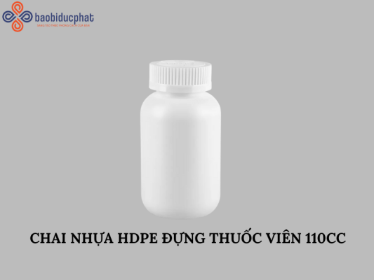 Chai nhựa HDPE 110cc đựng thuốc viên màu trắng sứ