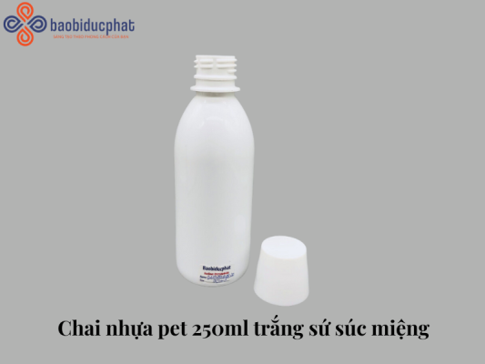 Chai nhựa pet 250ml trắng sứ súc miệng