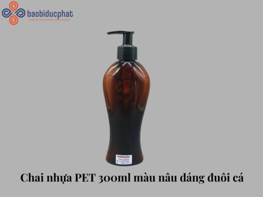 Chai nhựa PET mỹ phẩm 300ml màu nâu đuôi cá