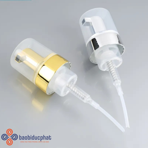 Đầu bơm tạo bọt mạ vàng mạ bạc chai sữa rửa mặt, xà phòng rửa tay