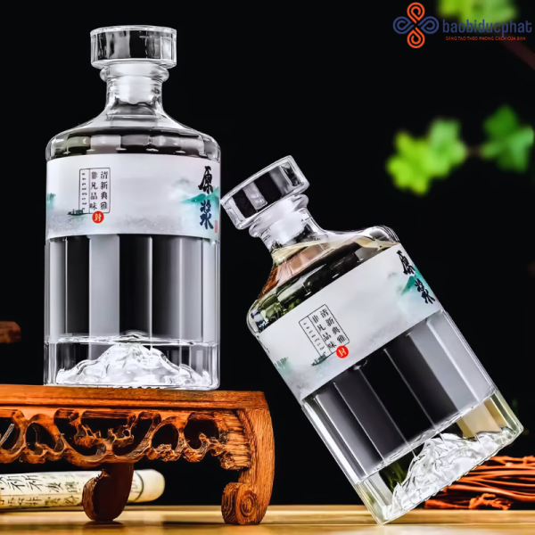 Chai rượu RH500 thủy tinh đáy núi đựng rượu dung tích 500ml