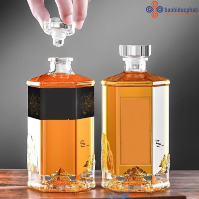 Chai rượu thủy tinh lục giác cao cấp RX500 dung tích 500ml