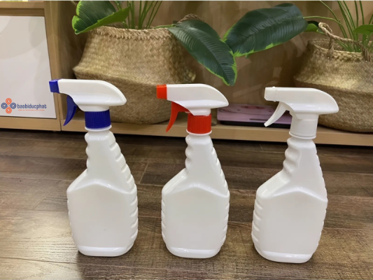Chai nhựa HDPE 500ml dáng xịt kính màu trắng sứ