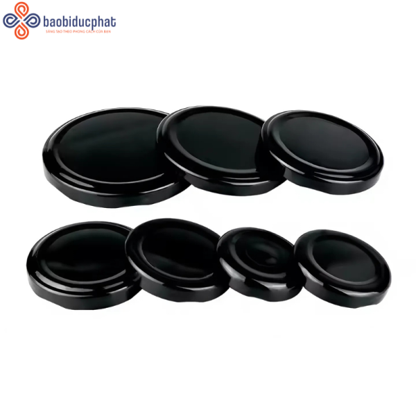 Nắp thiếc kim loại màu đen cho hũ thủy tinh 48mm 53mm