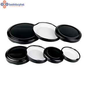 Nắp thiếc kim loại màu đen cho hũ thủy tinh 48mm 53mm