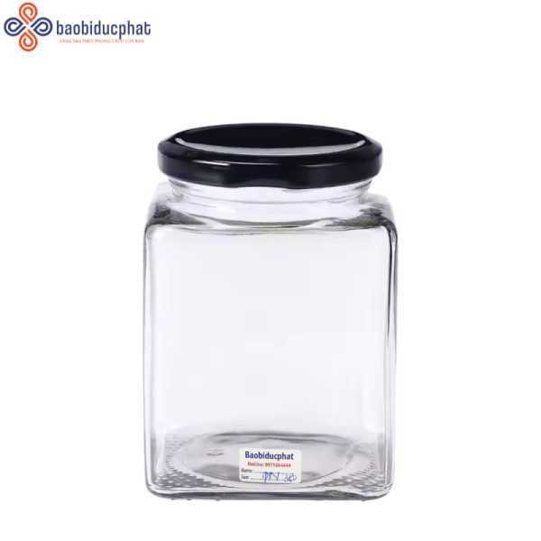 Hũ thủy tinh thực phẩm vuông 380ml 500ml