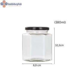 Hũ thủy tinh lục giác 380ml