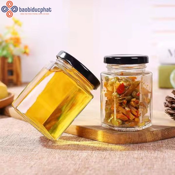 Hũ thủy tinh lục giác 380ml