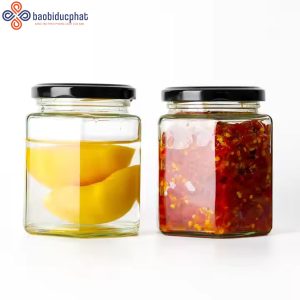 Hũ thủy tinh lục giác 380ml