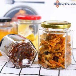 Hũ thủy tinh lục giác 380ml