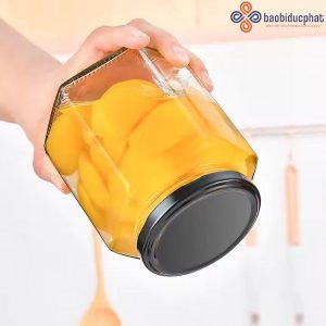 Hũ thủy tinh lục giác 500ml