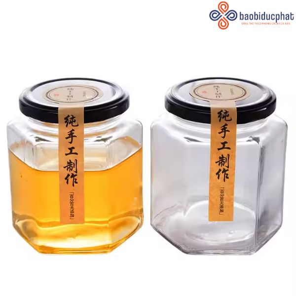 Hũ thủy tinh lục giác 500ml