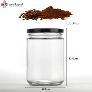 Hũ thủy tinh đựng cà phê dáng tròn 500ml