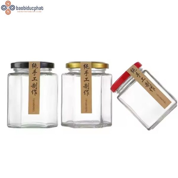 Hũ thủy tinh đựng gia vị dáng lục giác 380ml