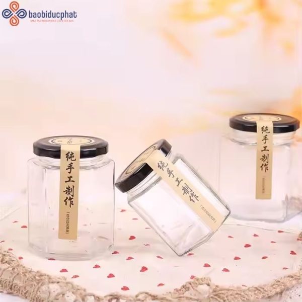 Hũ thủy tinh đựng gia vị dáng lục giác 380ml