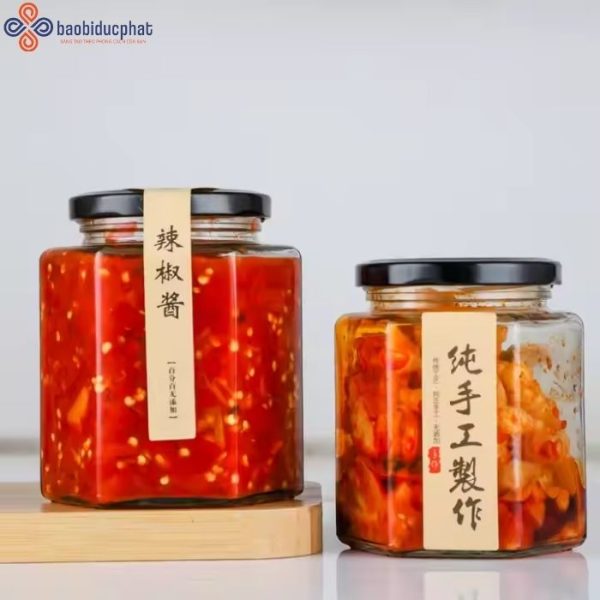 Hũ thủy tinh đựng gia vị dáng lục giác 380ml