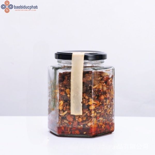 Hũ thủy tinh lục giác đựng bánh kẹo 380ml