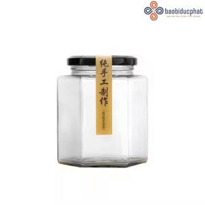 Hũ thủy tinh lục giác đựng cà phê 380ml