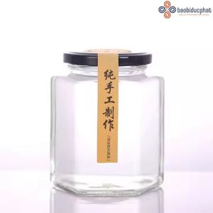 Hũ thủy tinh lục giác đựng gia vị 500ml