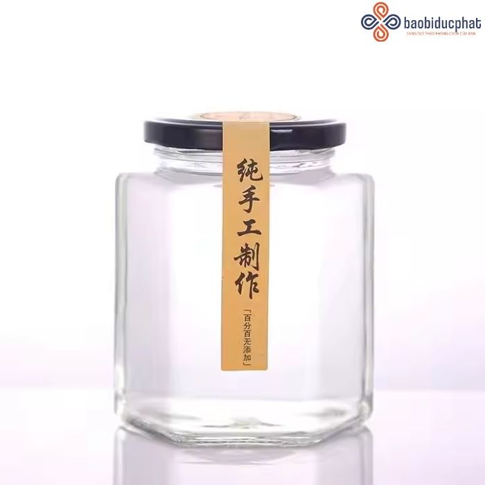 Hũ thủy tinh lục giác đựng gia vị 500ml