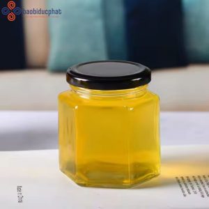 Hũ thủy tinh lục giác đựng mật ong 380ml