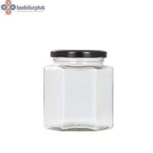 Hũ thủy tinh lục giác đưng mật ong 500ml
