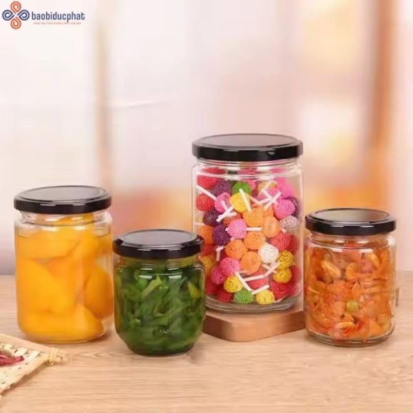Hũ thủy tinh tròn đựng bánh kẹo 500ml
