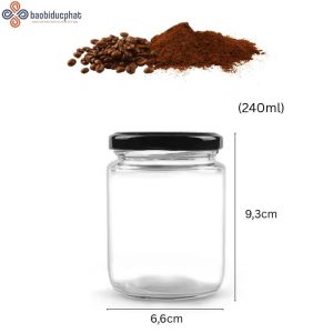 Hũ thủy tinh tròn đựng cà phê 240ml