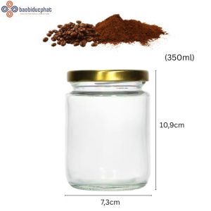 Hũ thủy tinh tròn đựng cà phê 350ml