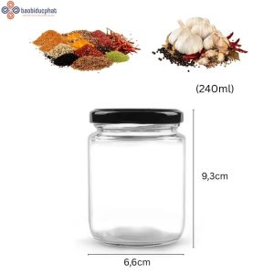 Hũ thủy tinh tròn đựng gia vị 240ml