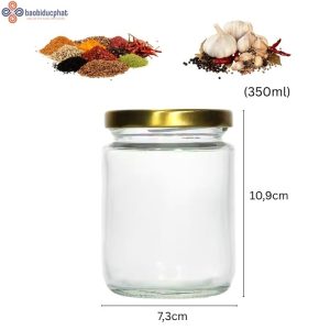 Hũ thủy tinh tròn đựng gia vị 350ml