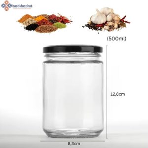 Hũ thủy tinh tròn đựng gia vị 500ml