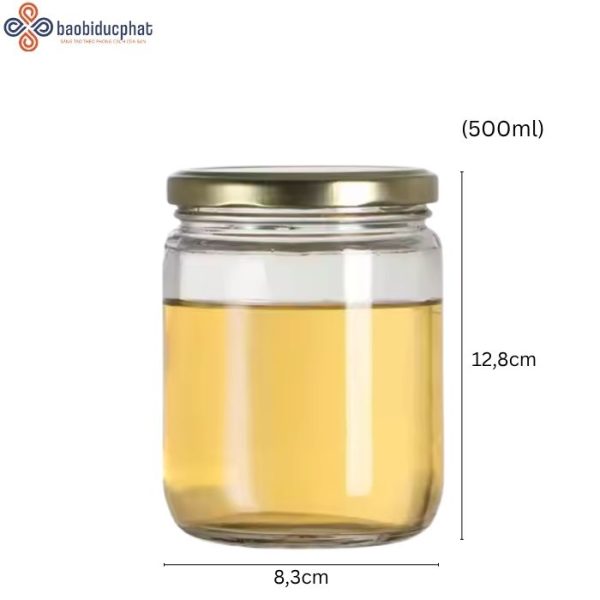 Hũ thủy tinh tròn 500ml đựng mật ong